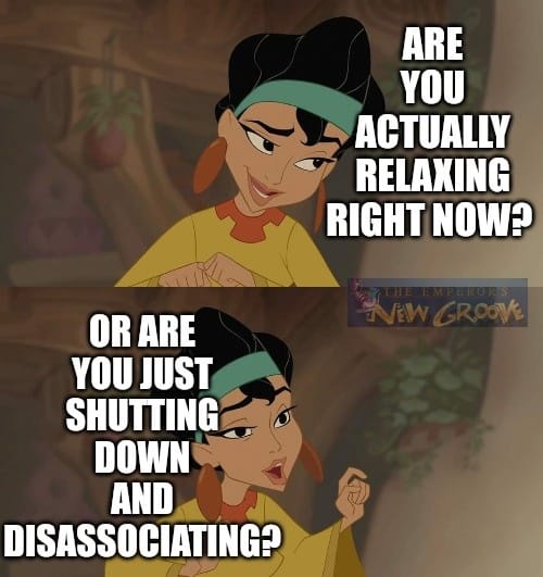 The image is a two-panel meme featuring the animated character Kuzco from Disney's 'The Emperor's New Groove,' shown in two…