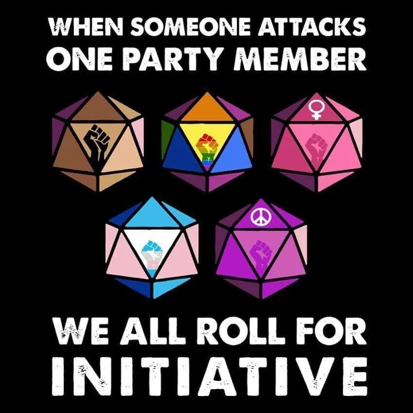 Five colorful, multi-sided dice are arranged in a two-row grid on a black background. Each die features a different symbol…