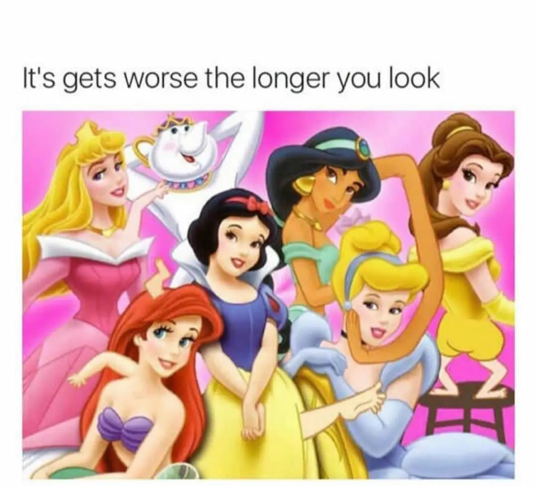 A group of Disney princesses including Aurora, Snow White, Ariel, Cinderella, Jasmine, and Belle are shown in a cheerful…