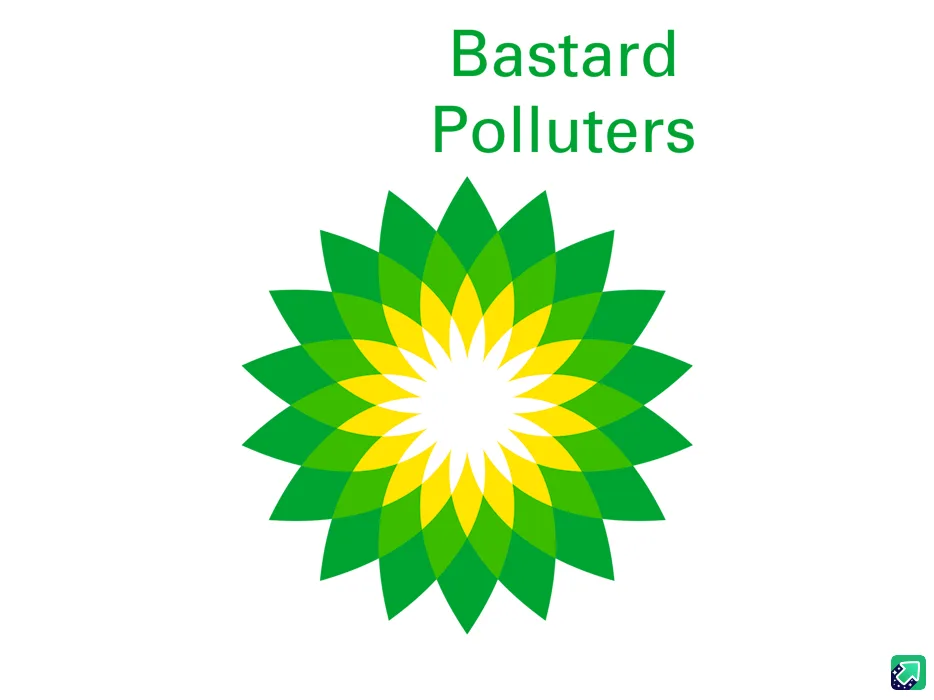 The image displays the iconic green and yellow BP logo, a stylized sunburst or flower shape, centered on a plain white…
