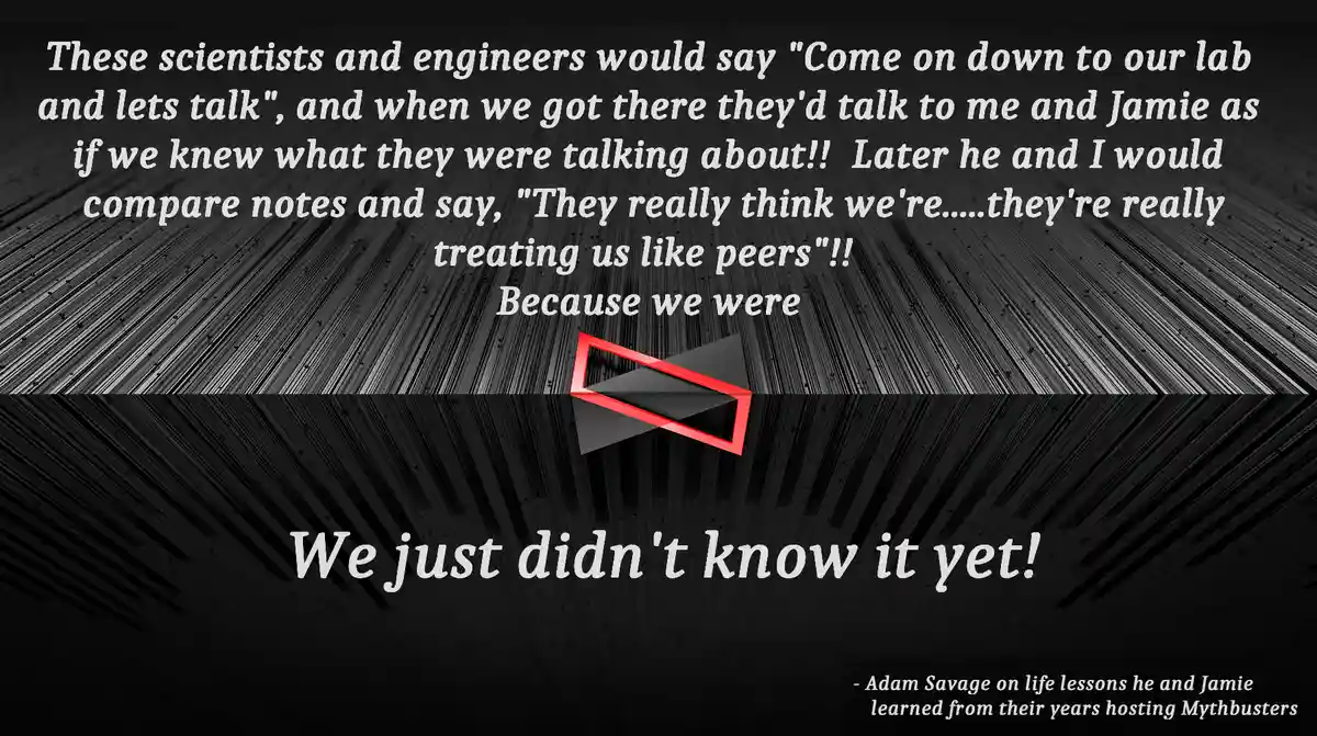 A black-and-white image with a radial pattern background and a red-outlined black infinity symbol in the center. White text…
