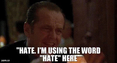 The image displays a repeating GIF of actor Jack Nicholson in a dimly lit room, showing three frames of him speaking with…