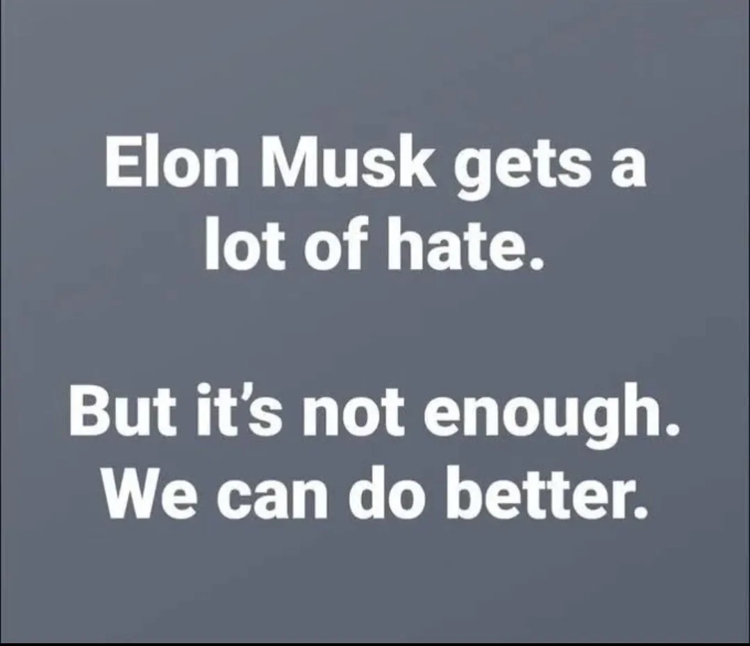 The image displays white text on a solid gray background. The text is arranged in three lines, stating: 'Elon Musk gets a…