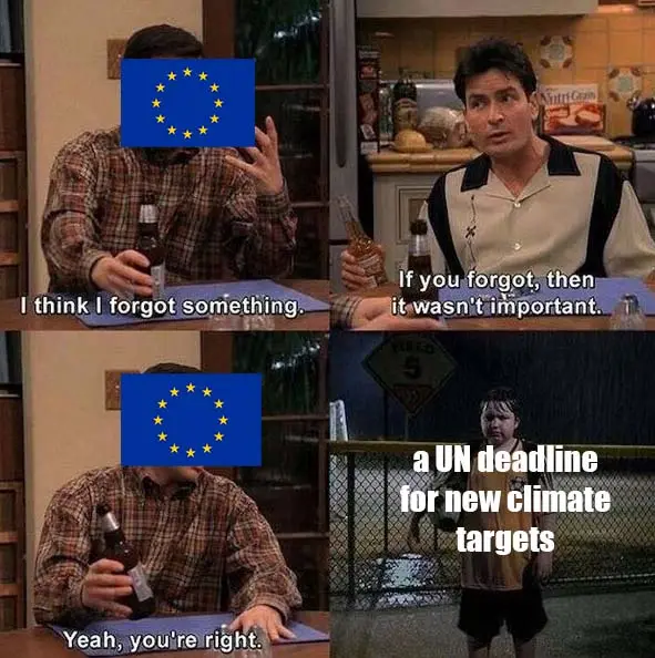 A four-panel meme using scenes from the TV show 'Friends'. The first panel shows a man with the European Union flag over his…