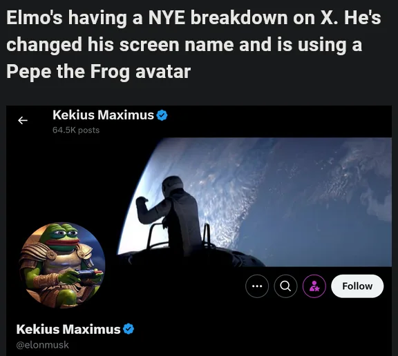 A screenshot of a Twitter profile shows the username 'Kekius Maximus' with a verified checkmark, and the profile picture is…