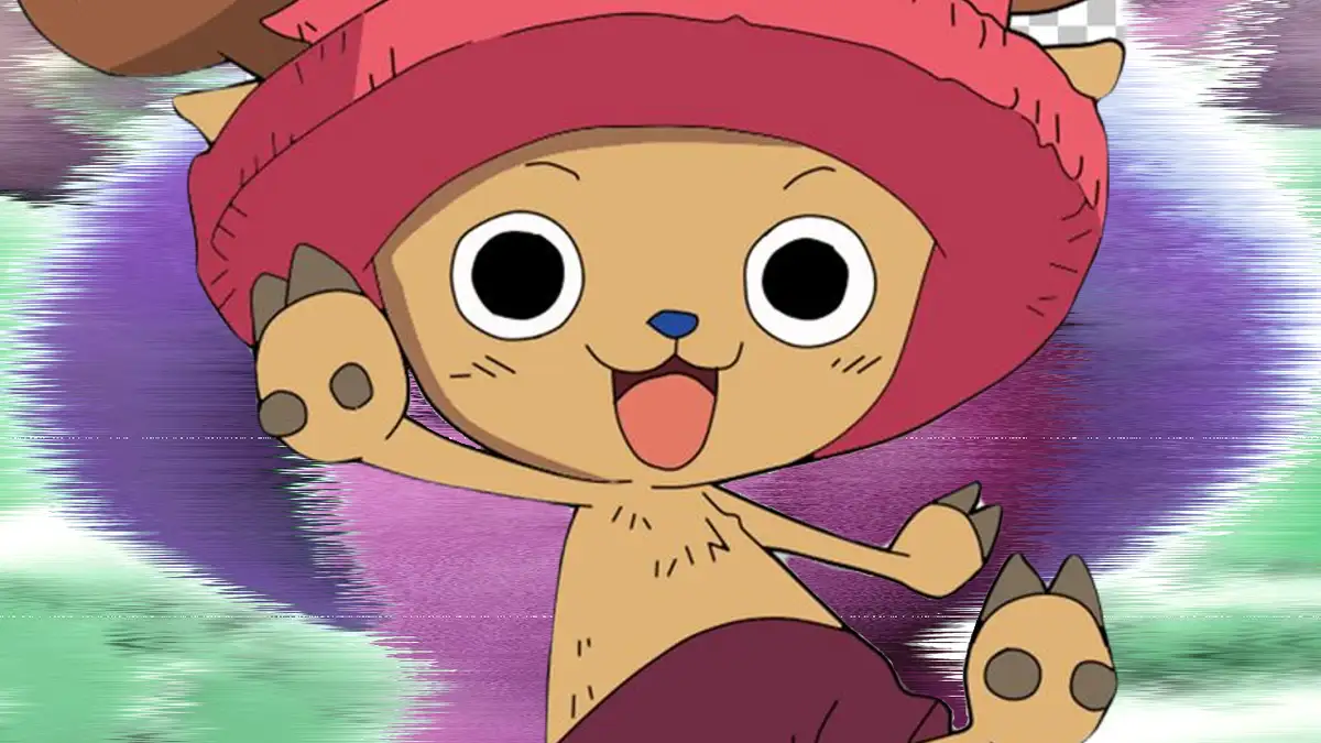 An anime character resembling a tan cat with a large red hat and a blue nose, smiling and waving enthusiastically against a…