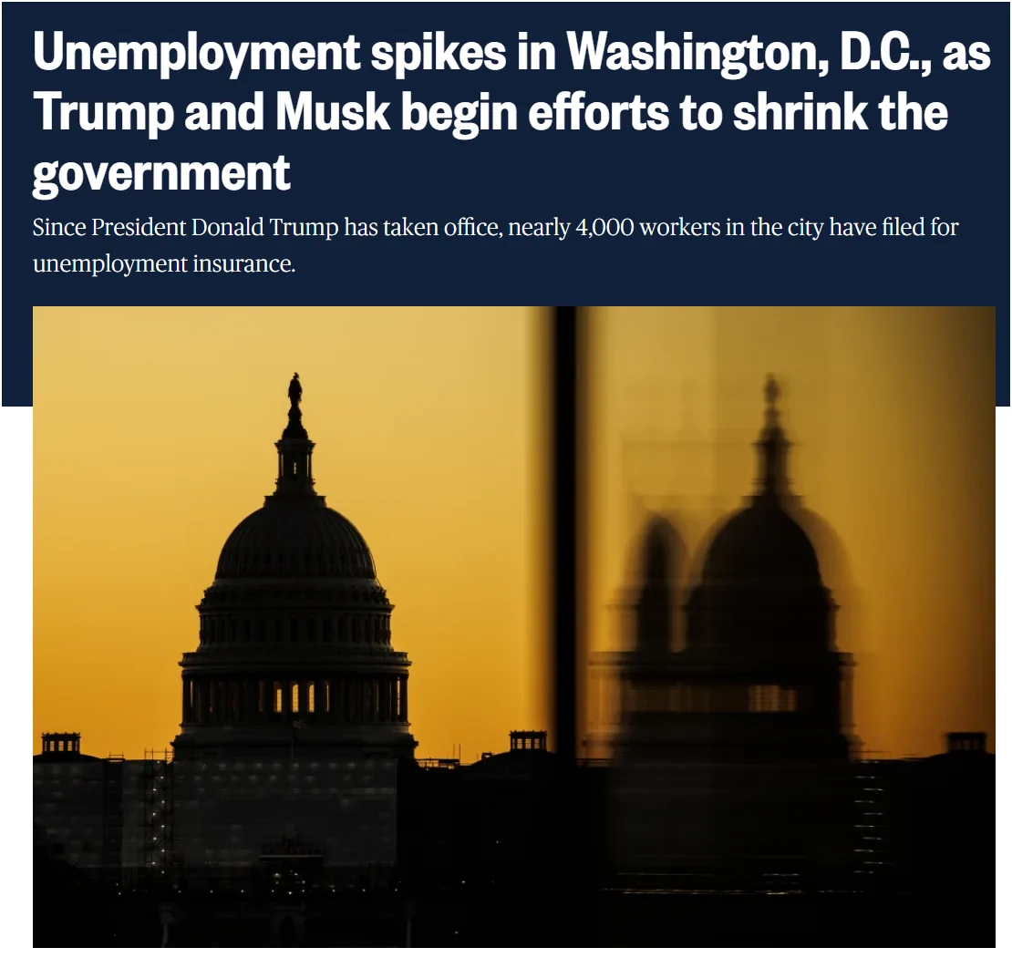 A news article headline overlays a photo of the U.S. Capitol building at sunset, with a blurred reflection visible to the…