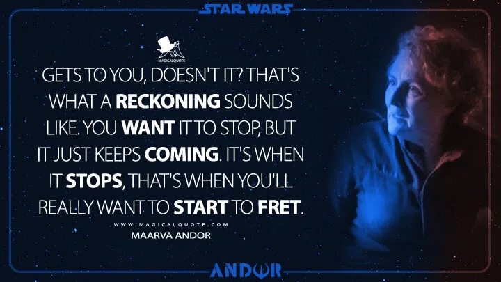 A dark blue space-themed image features a man with curly hair looking upward, overlaid with a quote attributed to Maarva…