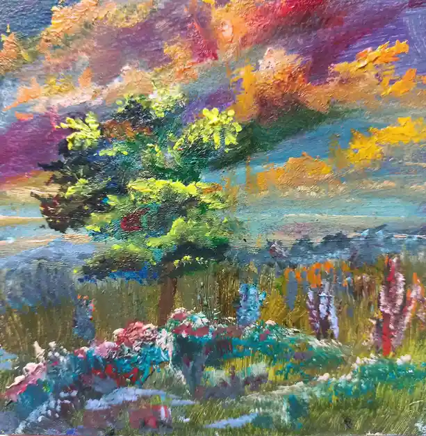 Check out my oil painting of a stunning landscape!