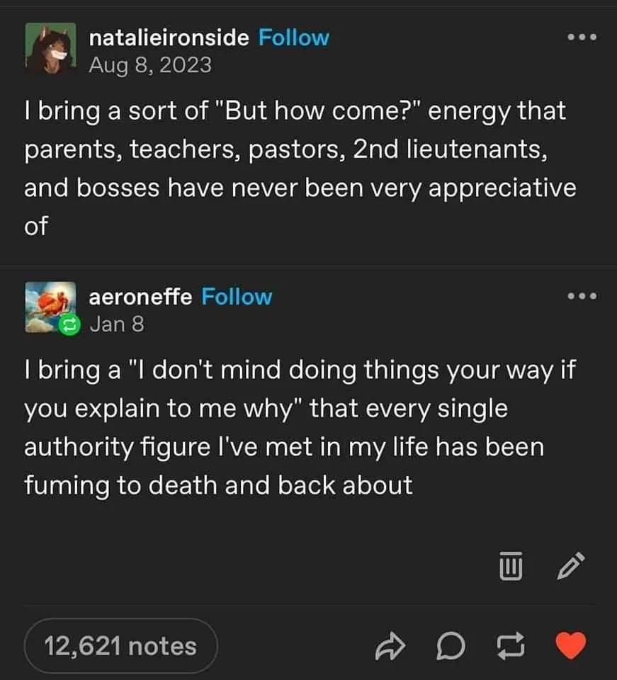 A screenshot of two Tumblr posts stacked vertically, each with a user profile and timestamp. The top post by…