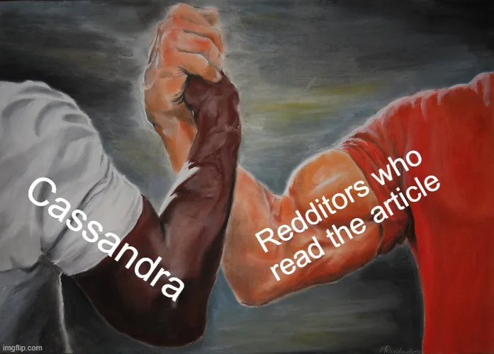 An arm-wrestling painting shows two muscular arms locked in a struggle; the left arm, labeled 'Cassandra', is dark-skinned…