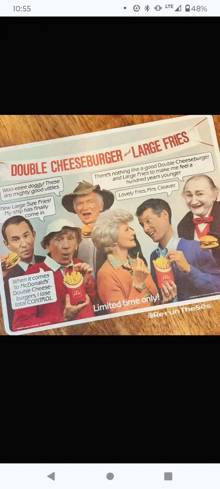 A vintage 1980s McDonald's advertisement featuring characters from the TV show 'The Facts of Life' enthusiastically…