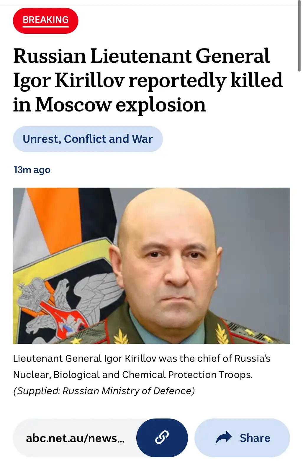 Shocking Incident: Bomb Targets Head of Russia's Nuclear Defense in Moscow