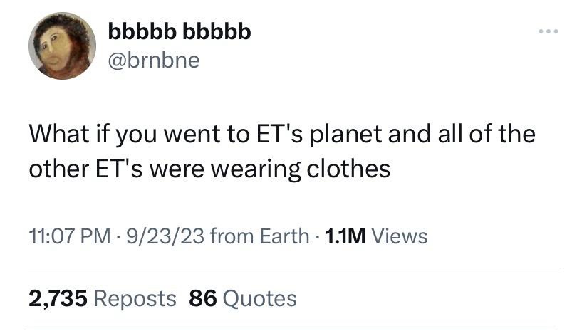 A screenshot of a tweet from user @brnbne with a profile picture of a person with curly hair. The tweet text reads 'What if…