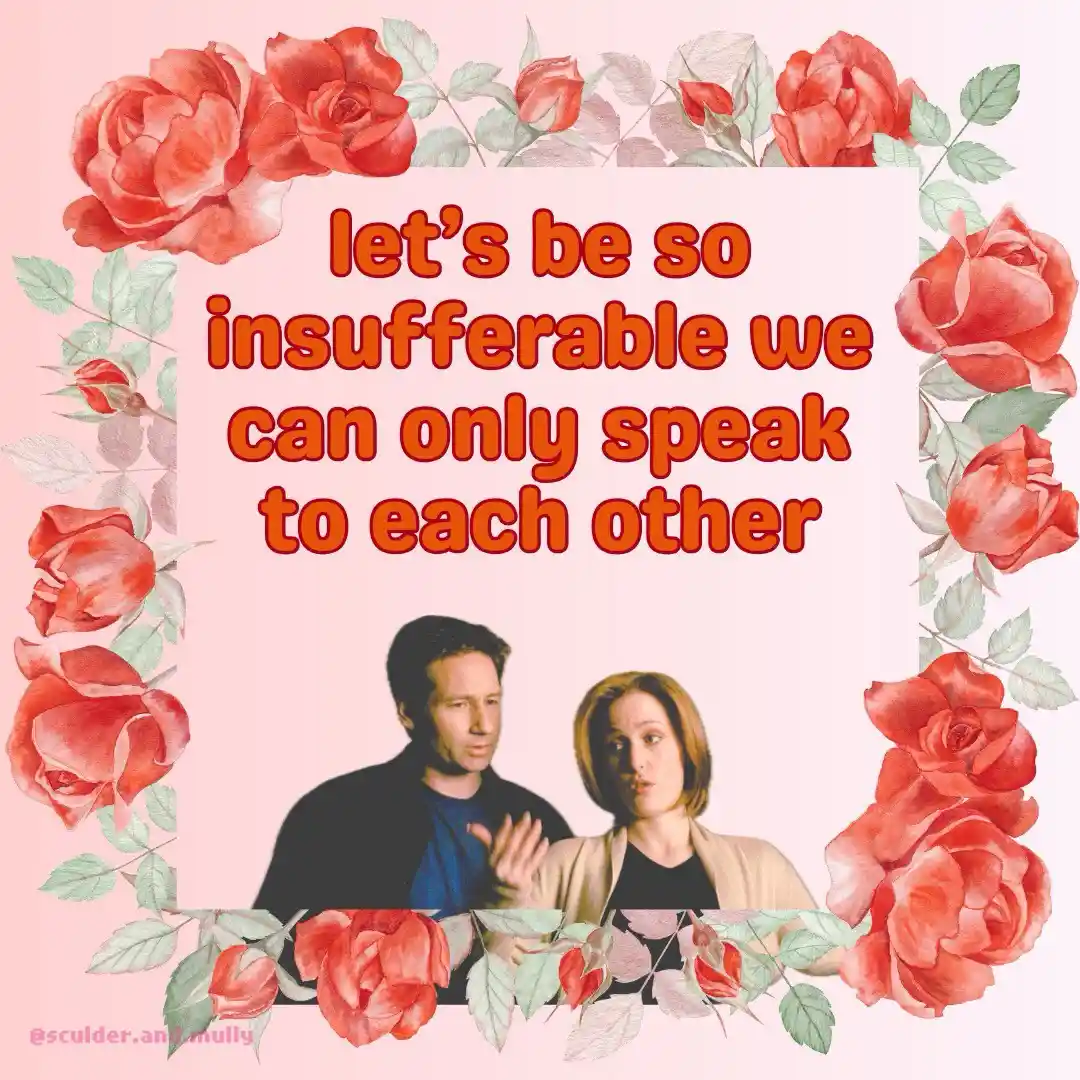 The image features a pink background with a decorative border of red roses and green leaves. In the center, two people are…