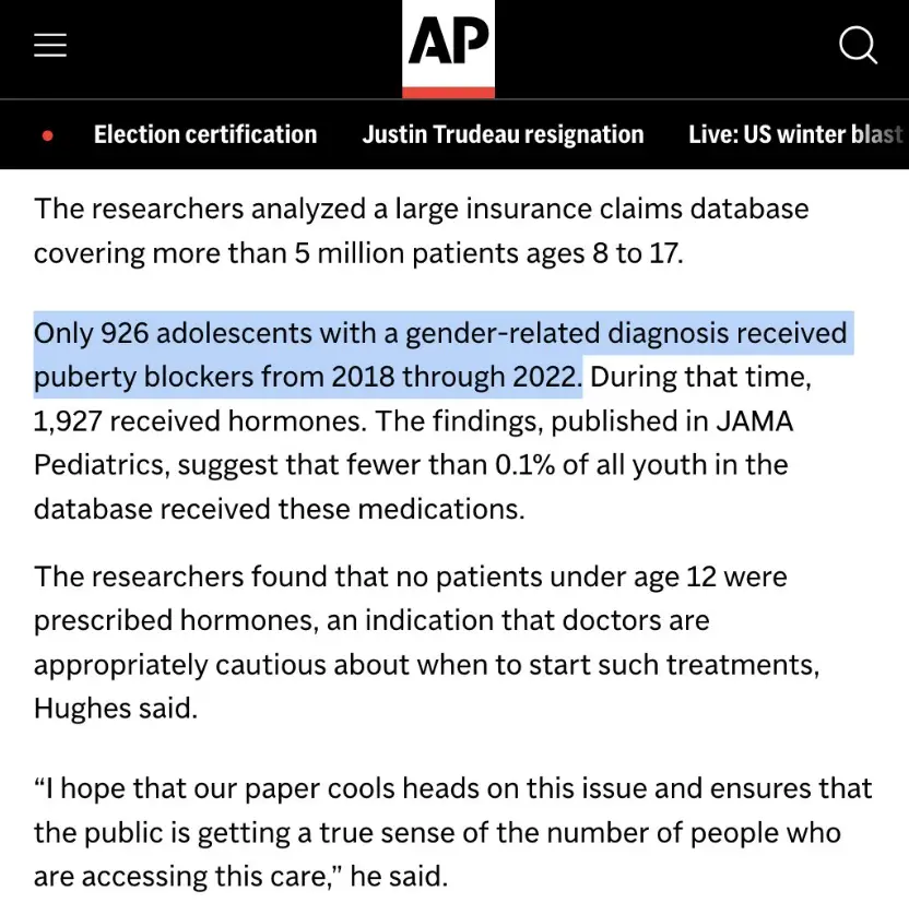 A screenshot of an Associated Press news article highlights a statistic stating that only 926 adolescents with a…