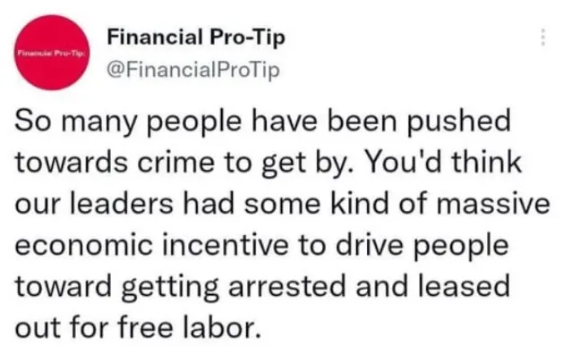 A screenshot of a tweet from the account 'Financial Pro-Tip' (@FinancialProTip) with a red circular profile picture. The…