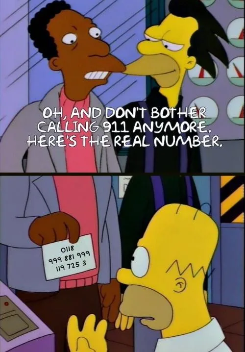 The image is a two-panel meme from The Simpsons. In the top panel, a man with a long nose (a character resembling Apu) is…