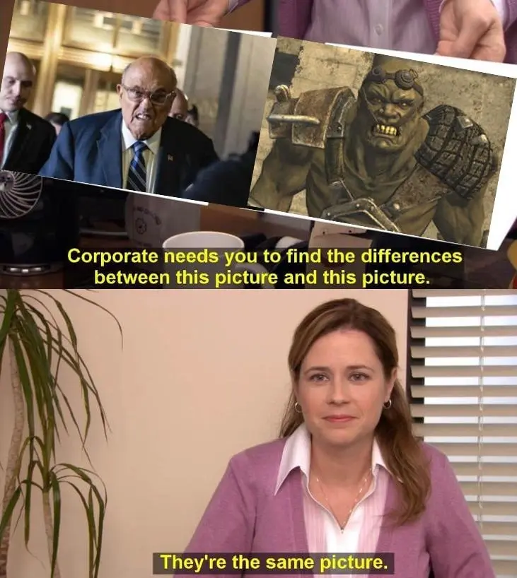The image shows a split-screen meme. The top half displays two side-by-side pictures: one of a bald, bespectacled man in a…
