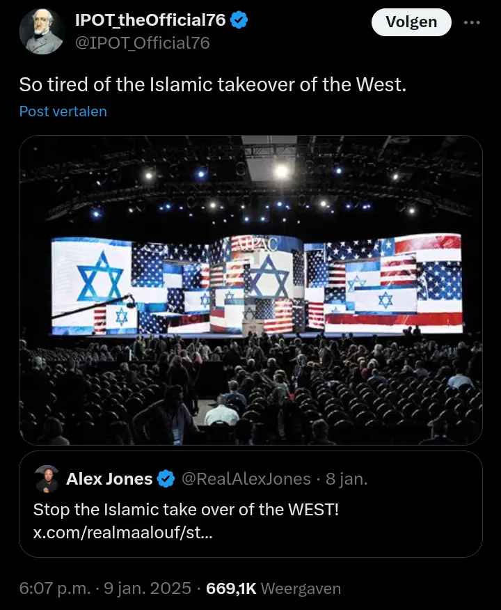 A screenshot of a Twitter post by IPOT_theOfficial76 showing a large audience at an event with screens displaying…