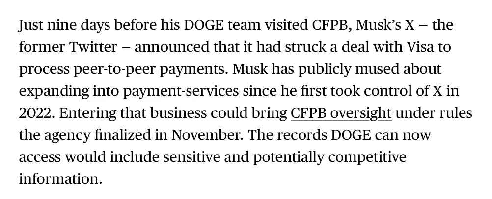 A plain white background with black text detailing a news report about Elon Musk's X (formerly Twitter) announcing a payment…
