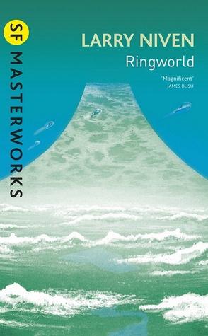 The image is the cover of Larry Niven's science fiction novel 'Ringworld', part of the 'SF MASTERWORKS' series. The cover…