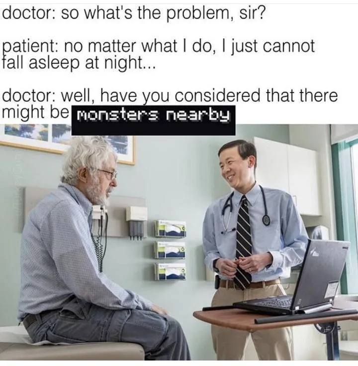 An older man with white hair and glasses sits on an exam table in a doctor's office, looking at a younger male doctor who…