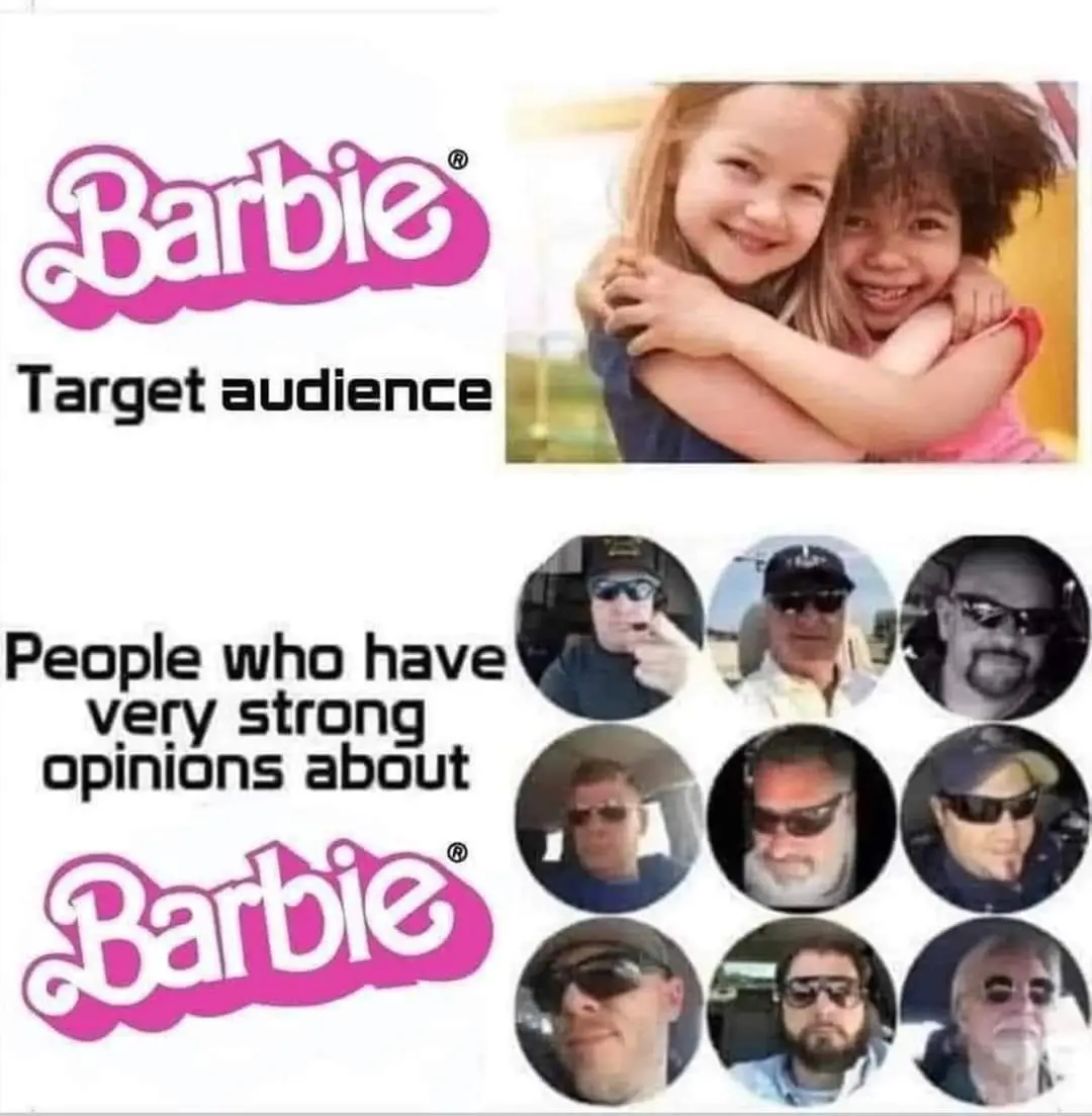 The image is split into two sections. The top section shows the Barbie logo with the text 'Target audience' and a photo of…