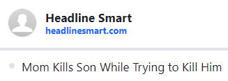 A screenshot of a news website headline from 'Headline Smart' with the URL headlinesmart.com. The headline reads 'Mom Kills…