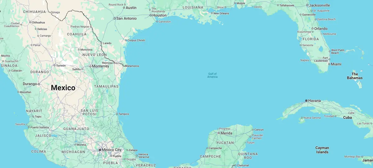 A map of the Gulf of Mexico region showing Mexico, Florida, Cuba, and surrounding areas, with the overlaid text 'gulf of…