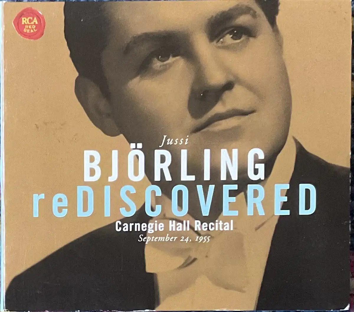 A sepia-toned album cover featuring a portrait of classical tenor Jussi Björling, with the title 'Jussi BJÖRLING…