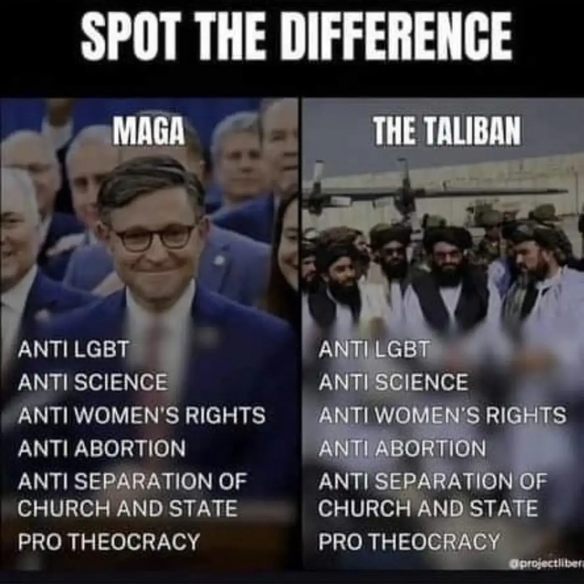The image is a side-by-side comparison labeled 'SPOT THE DIFFERENCE'. The left panel shows a photo of a man in a suit with…