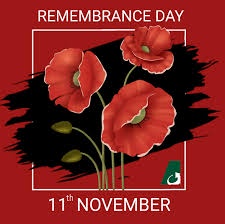 A red background features three red poppies with green stems and leaves, set against a black brushstroke design. White text…