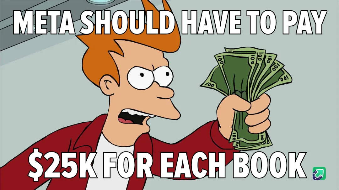 A cartoon character with spiky orange hair, wearing a red jacket, holds a fanned-out stack of $100 bills while looking…