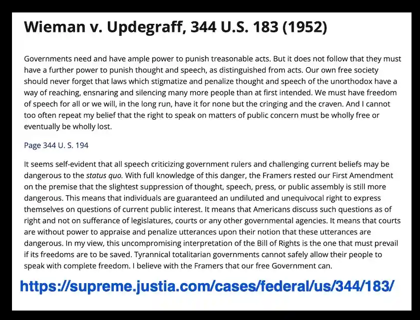 The image displays a screenshot of a Supreme Court case page from the Justia website, specifically Wieman v. Updegraff, 344…