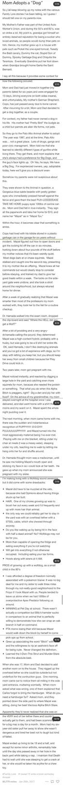 The image displays a long-form text post, formatted as a 10-part story, detailing a family's experience with an unusually…
