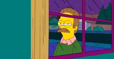 The image is a two-panel meme featuring the animated character Fry from Futurama looking out a window at Homer Simpson. In…