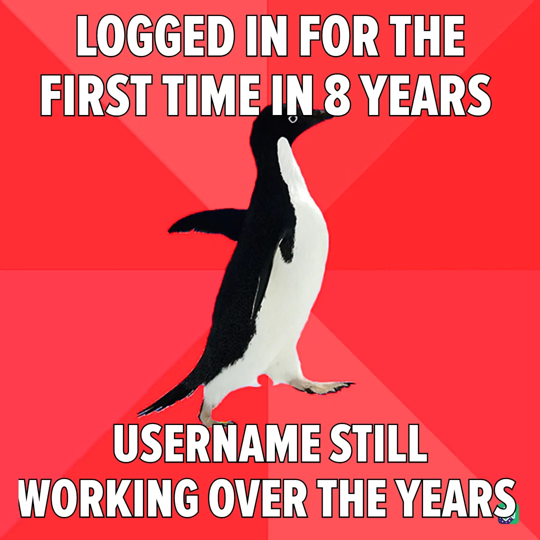 A black-and-white penguin stands upright against a red background with diagonal shading. White bold text at the top reads…