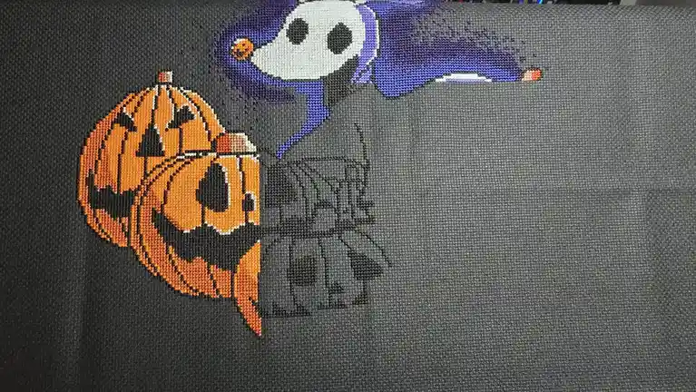 Progress Update on My Halloween Cross Stitch Project!