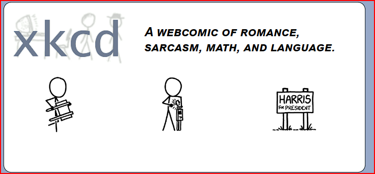 The image displays the xkcd webcomic logo with the tagline 'A webcomic of romance, sarcasm, math, and language.' Below…