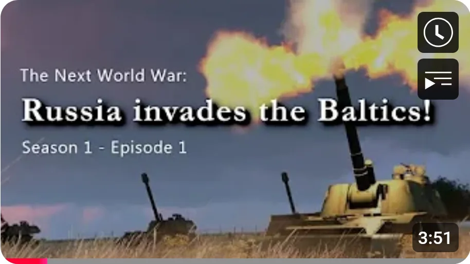 A video thumbnail styled like a TV show or movie poster, featuring tanks firing in a field with a fiery muzzle flash. The…