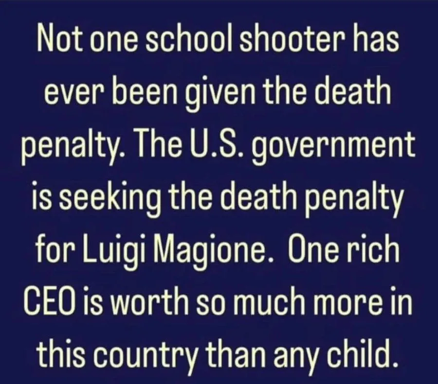 The image displays a dark blue background with large, centered, light-colored text. The text states that no school shooter…