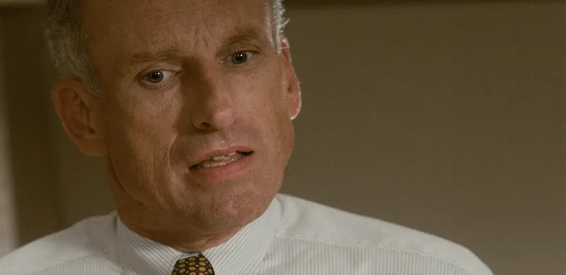 The image is a six-panel meme featuring actor Michael Keaton in a white shirt and tie, showing progressively more skeptical…