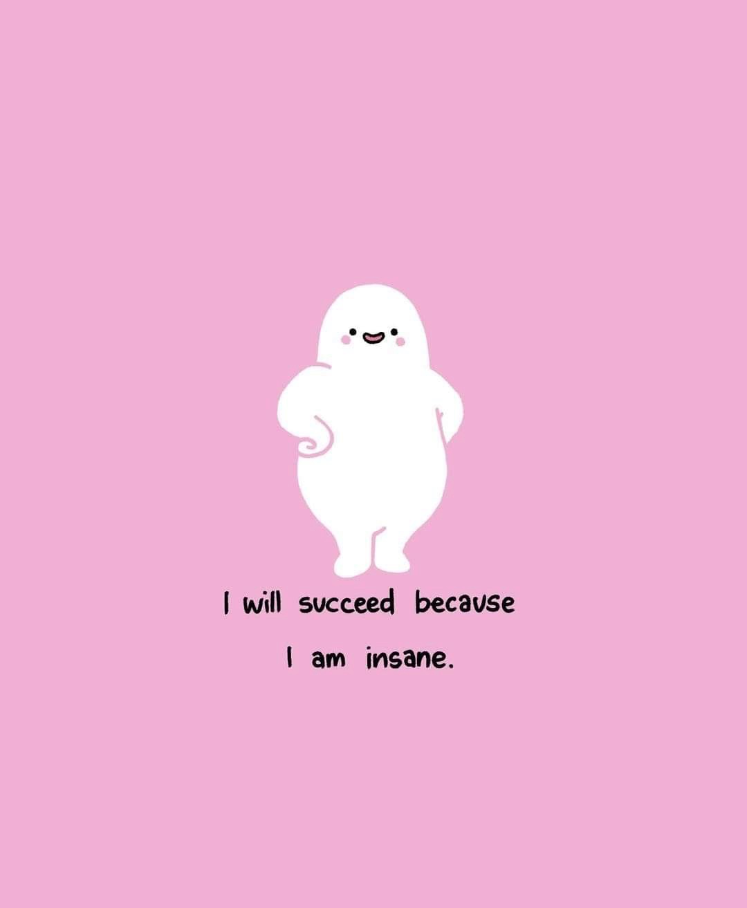 A cute, white, ghost-like cartoon character with a smiling face and rosy cheeks stands against a solid pink background…