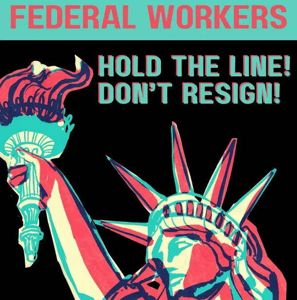 A stylized, posterized image of the Statue of Liberty holding her torch, rendered in red, teal, and cream against a black…