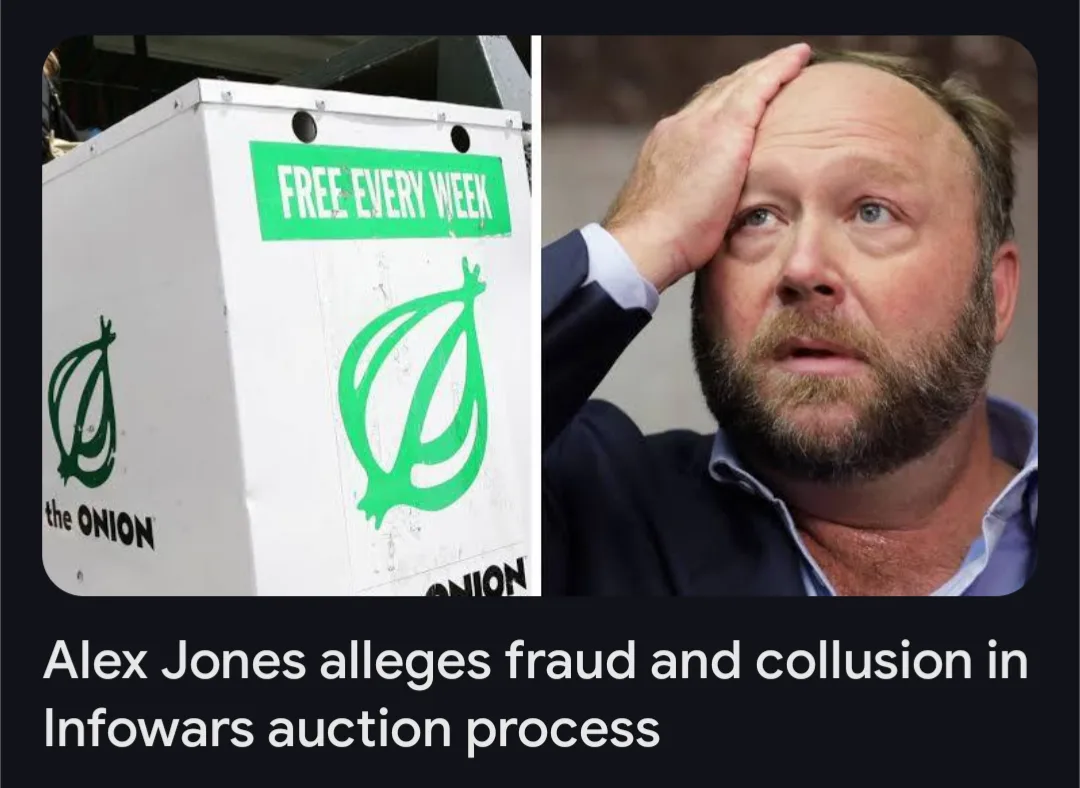 The image is a split-screen meme. On the left, a white box with green 'the ONION' logo and a green banner reading 'FREE…