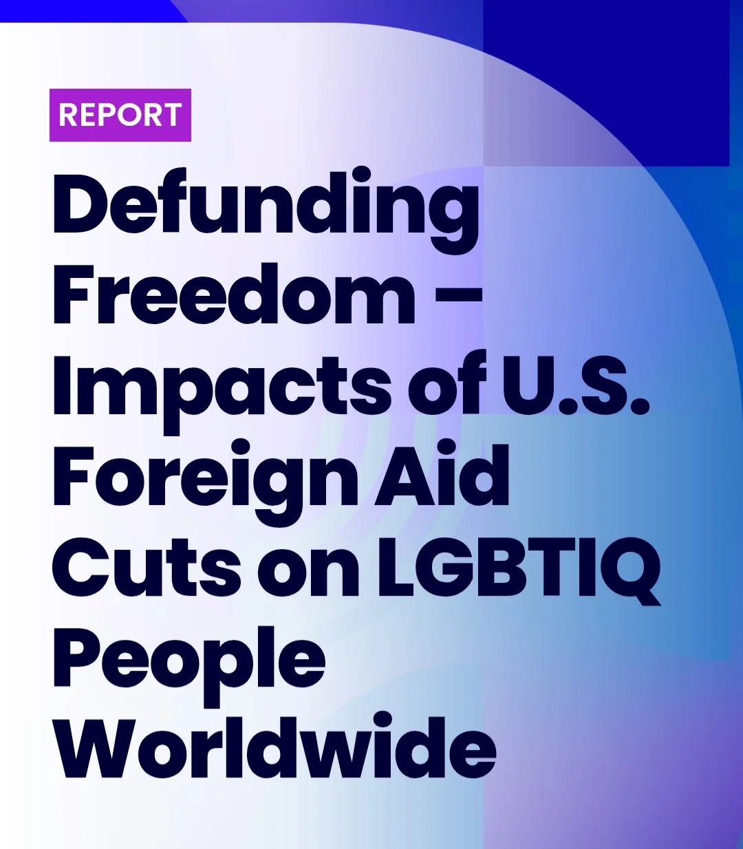 The image displays a report cover with a blue and purple gradient background. At the top left, a purple box contains the…