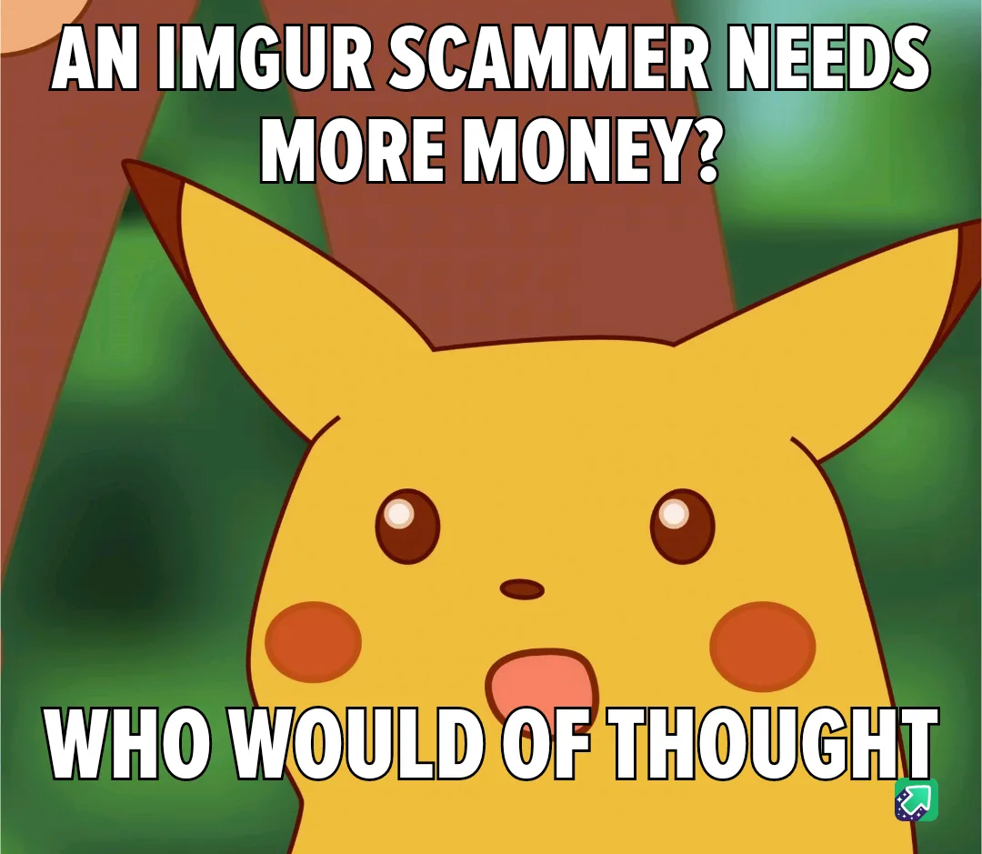 The image features Pikachu from Pokémon with a surprised expression, mouth slightly open and eyes wide. The text at the top…