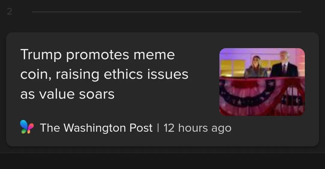 A screenshot of a news article from The Washington Post, featuring a blurred image of Donald Trump and another person…