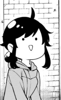 A black-and-white anime-style illustration of a young girl with short dark hair and a hoodie, looking slightly to the side…